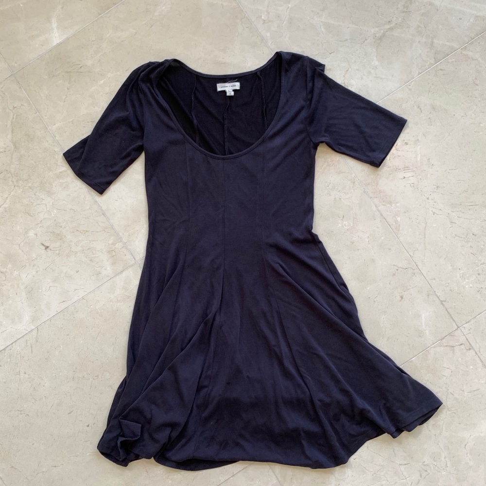 Grey blue flattering dress